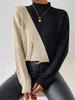 Women's Color Block Half-High Collar Cable Knit Sweater - Autumn/Winter European & American Loose Casual Style