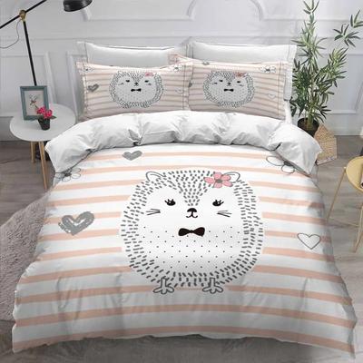 Set Copripiumino Riccio con Fiori Stampati Super Morbido Confortevole Poliestere Set Biancheria da Letto Carino Cartone Animato Bambini Biancheria da Letto Ragazza Ragazzo