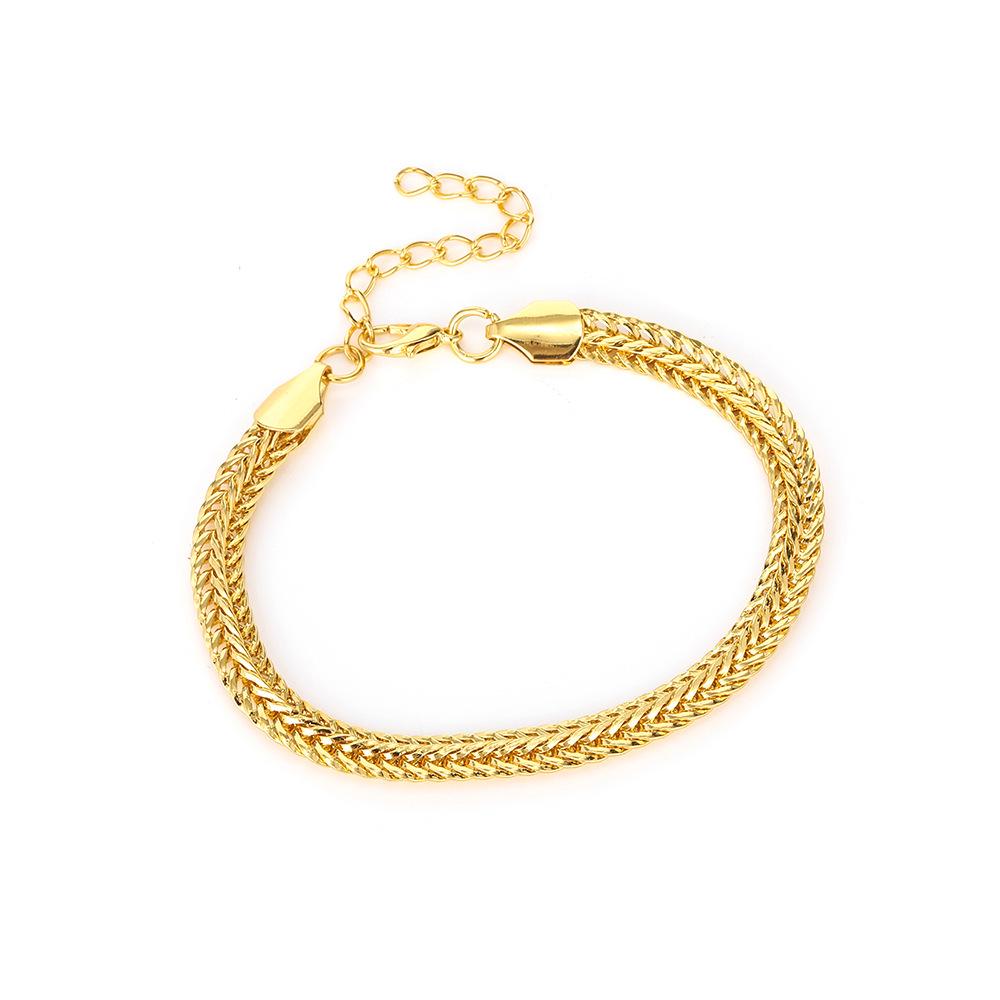 Women's Minimalist Gold-Toned Foxtail Chain Jewelry Set – Necklace, Bracelet, and Earrings In European and American Style