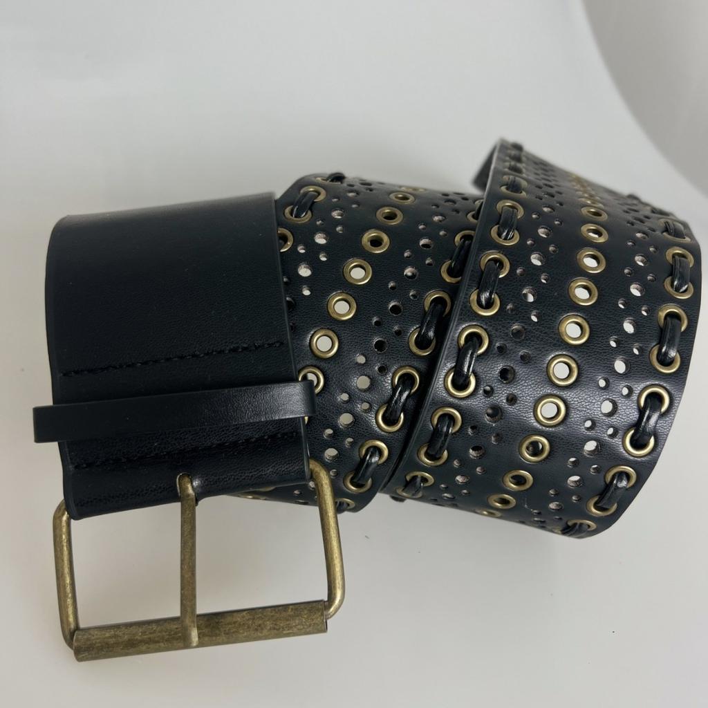 Heavy Industry Pure Hand-woven Chicken Eye Hollowed-out Wide Belt Millennium Spice Girl Belt