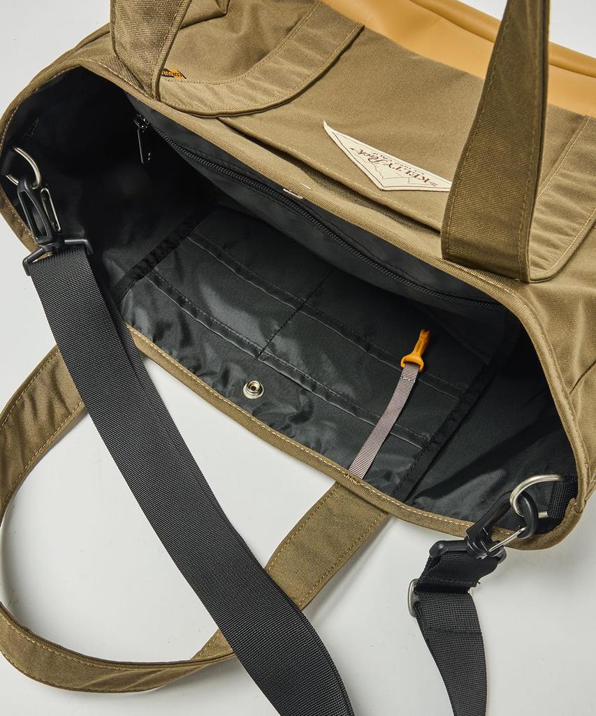 KELTY Classic Tote Small Tote Bag with Multiple Pockets, 2-Way, 3259266325, Coyote Brown X Natural