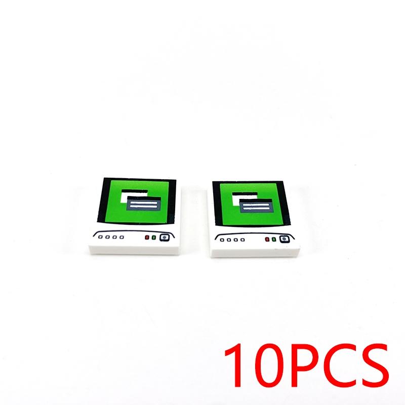 MOC Printed Tile ToyCompatible Brick Accessories Building Blocks City PC Phone Clock Pizza Parts Bricks Children Kids