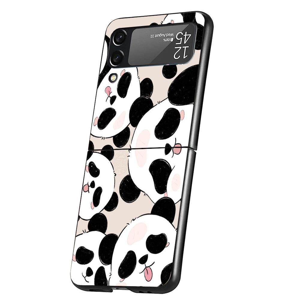 

Cartoon Cute Panda Bear Case Phone Cover for Samsung Galaxy Z Flip 6 5 4 3 5G ZFlip6 ZFlip5 ZFlip4 ZFlip3 Black Hard Trend Funda Galaxy ZFlip