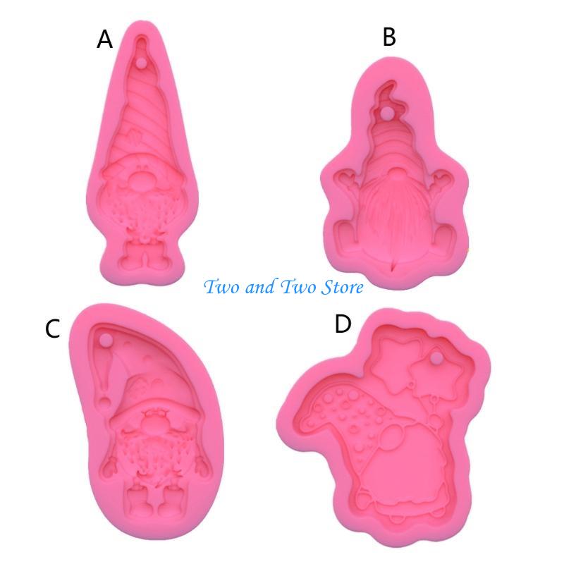 HX6F Shiny Glossy Santa Little Dwarf Silicone Epoxy Resin Mold DIY Keychain Pendant Jewelry for Christmas Day Gift
