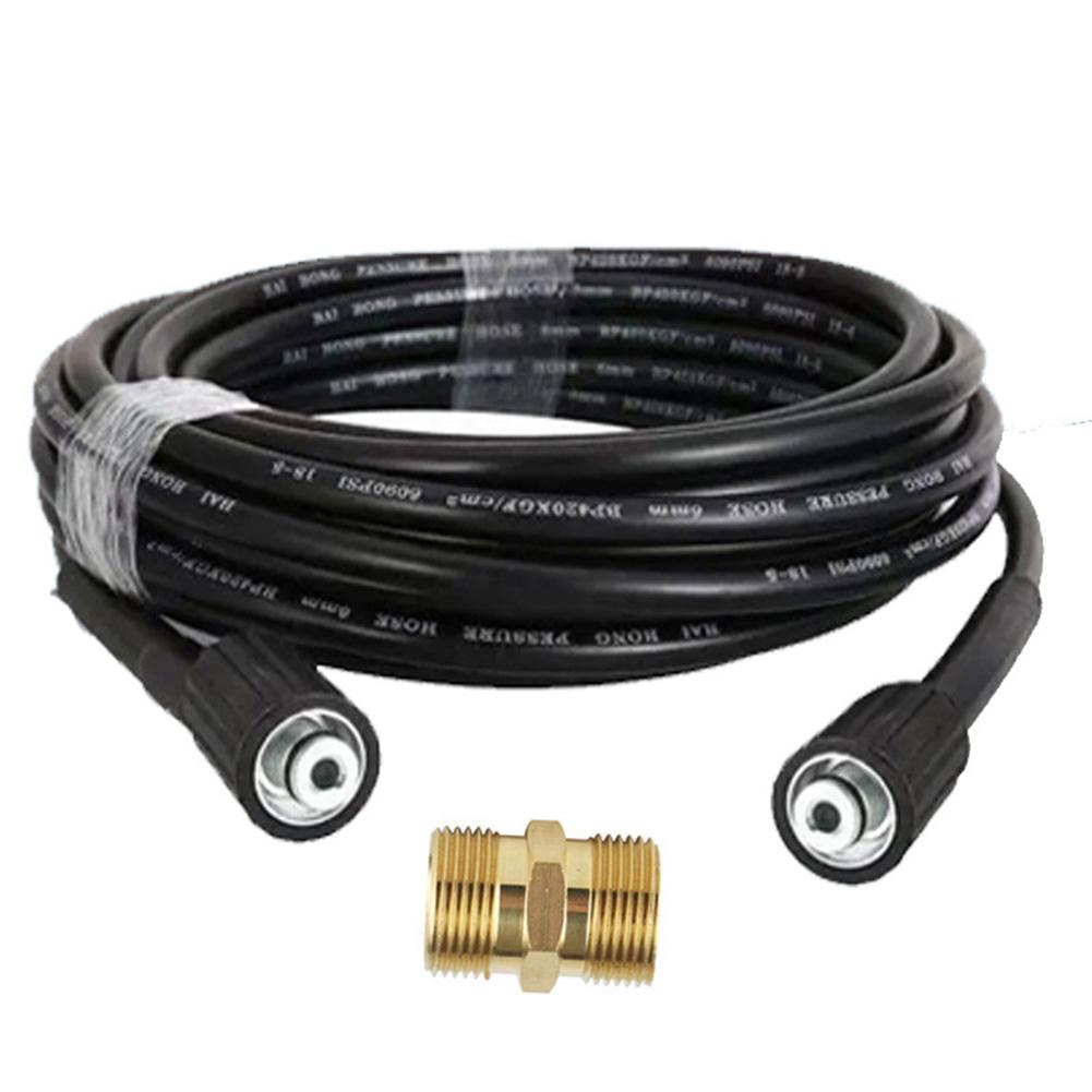 M22 Connector Pressure Washer Hose For Car Cleaning Rubber Construction Leak-proof Performance Steady Water Flow