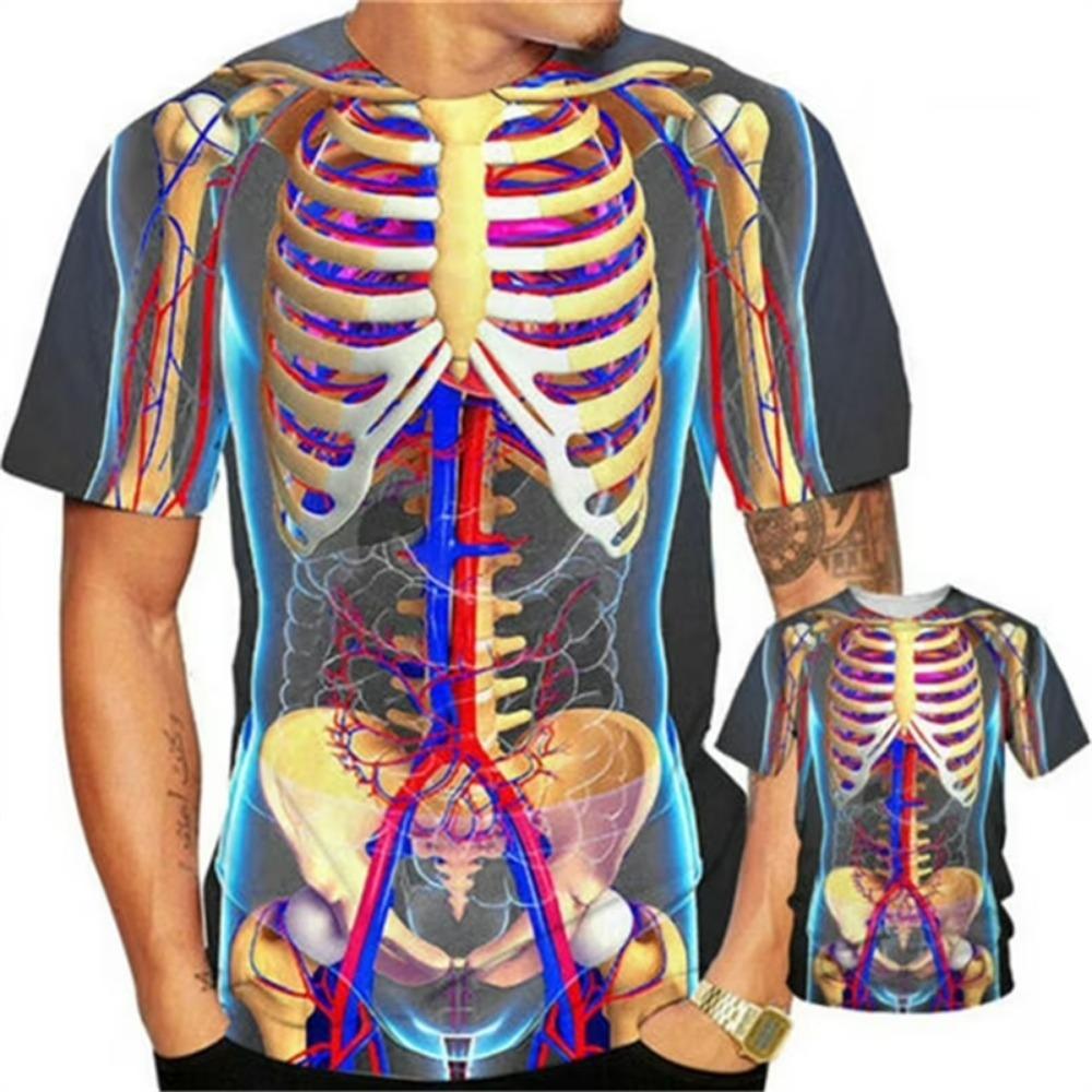 New Halloween Skeleton 3D Graphic T Shirts For Men Women Harajuku Round Neck Tees Tops Clothing Skull Halloween Costume T-shirt