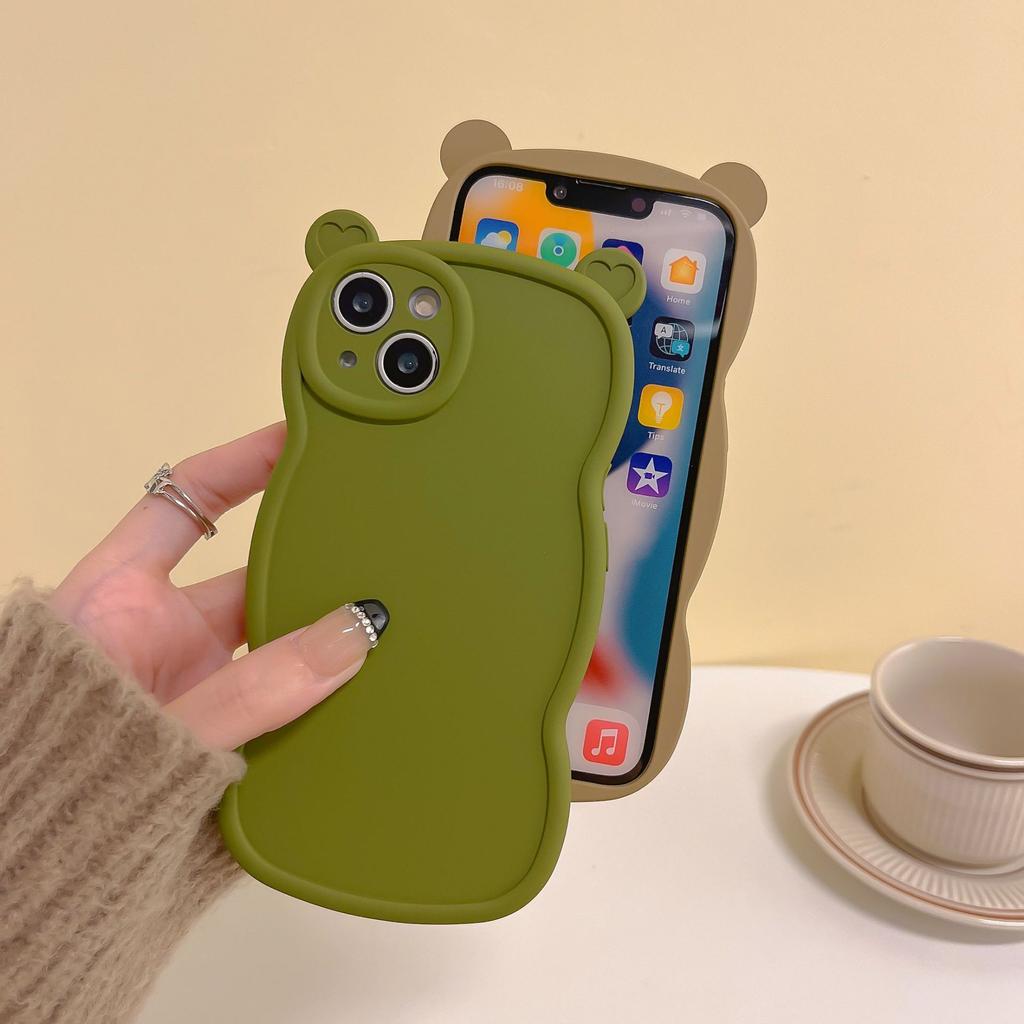 ins Autumn and Winter New Cartoon Bear Ears Case for iPhone 16 Pro Max Apple 17 Phone Case 14/15