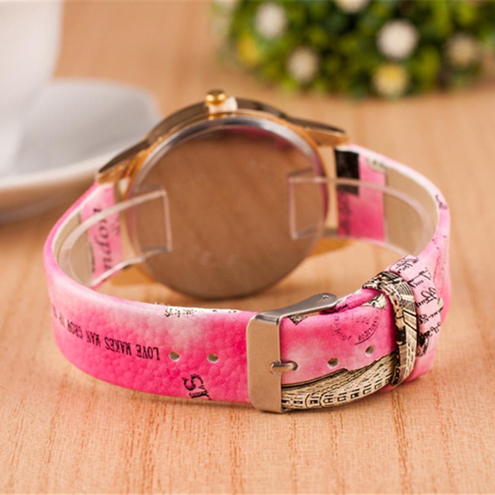 Women Rhinestone Inlaid Flower Round Dial Faux Leather Band Quartz Wrist Watch Fashion Quartz Wrist Watch Women