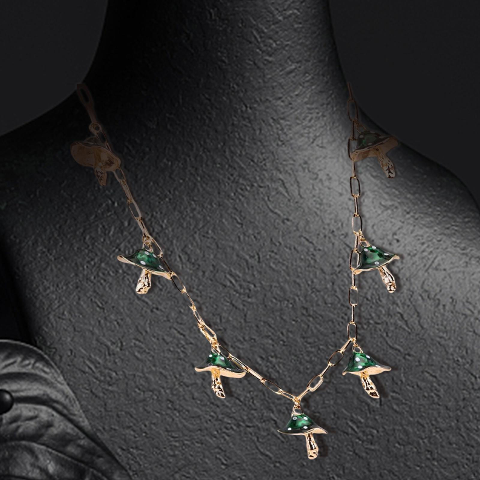 

Necklaces Mushroom Shape Pendant for Women and Girls with Extension Chain Green