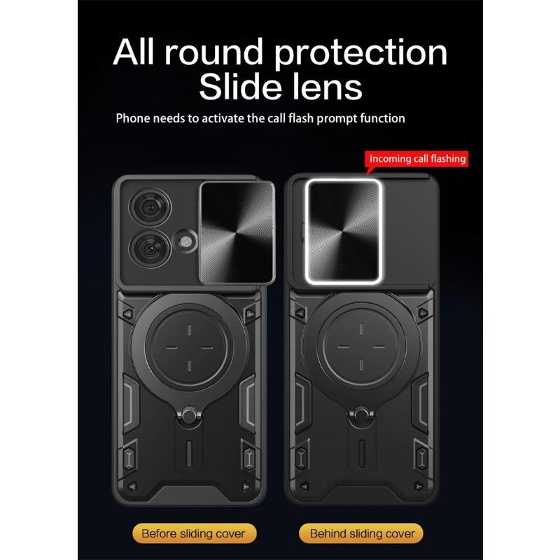 For Motorola Edge 40 Neo Case Slide Camera Lron Ring Protection Stands Kickstand Phone Case For Moto Edge 40 Neo 5G Back Cover