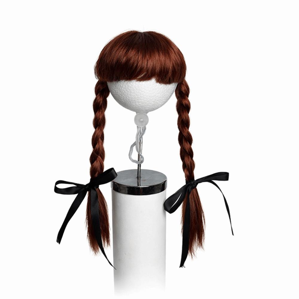 Adjustable Fit Pet Wig Braids with Bangs Reusable Cats Dogs Cosplay Pigtails Dressing Up Comfortable To Wear