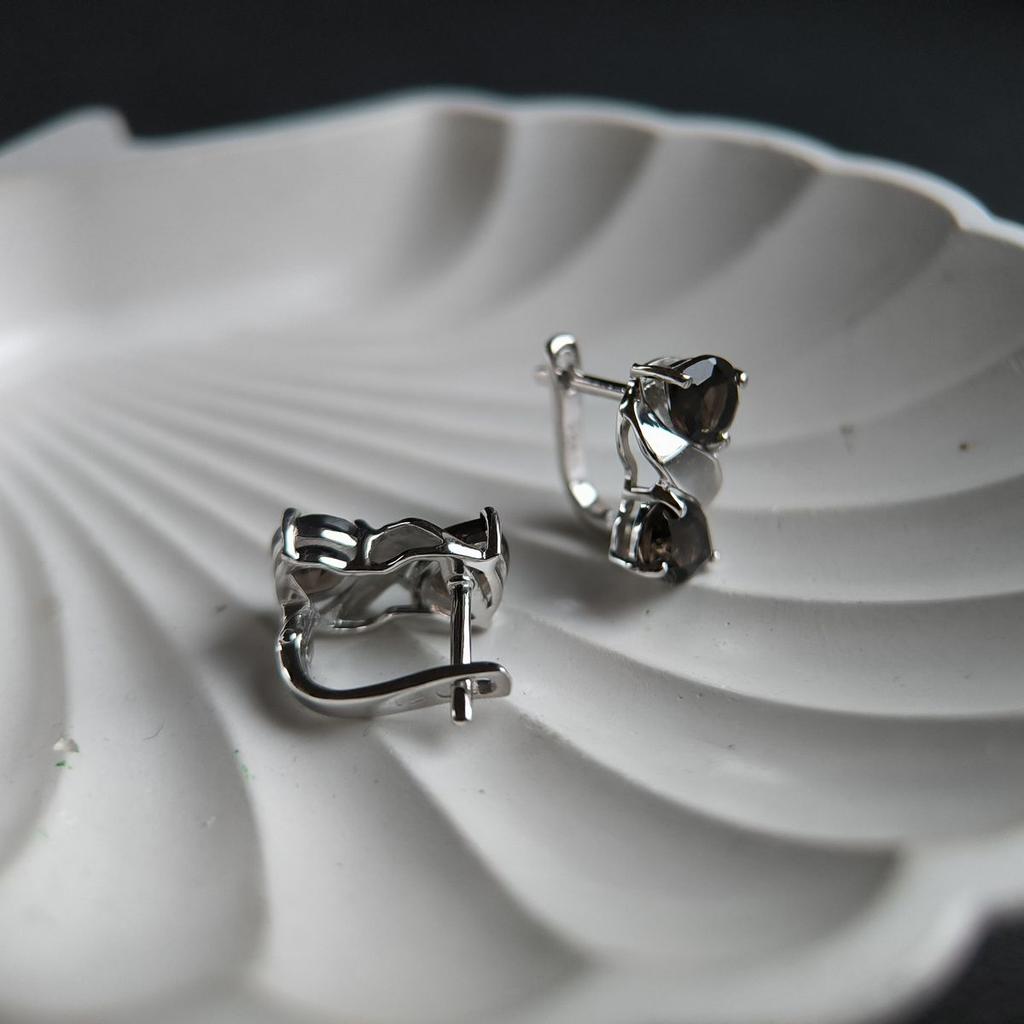 Silver Earrings with Natural Rauchtopaz (smoky Quartz) 3.842ct (2178880)