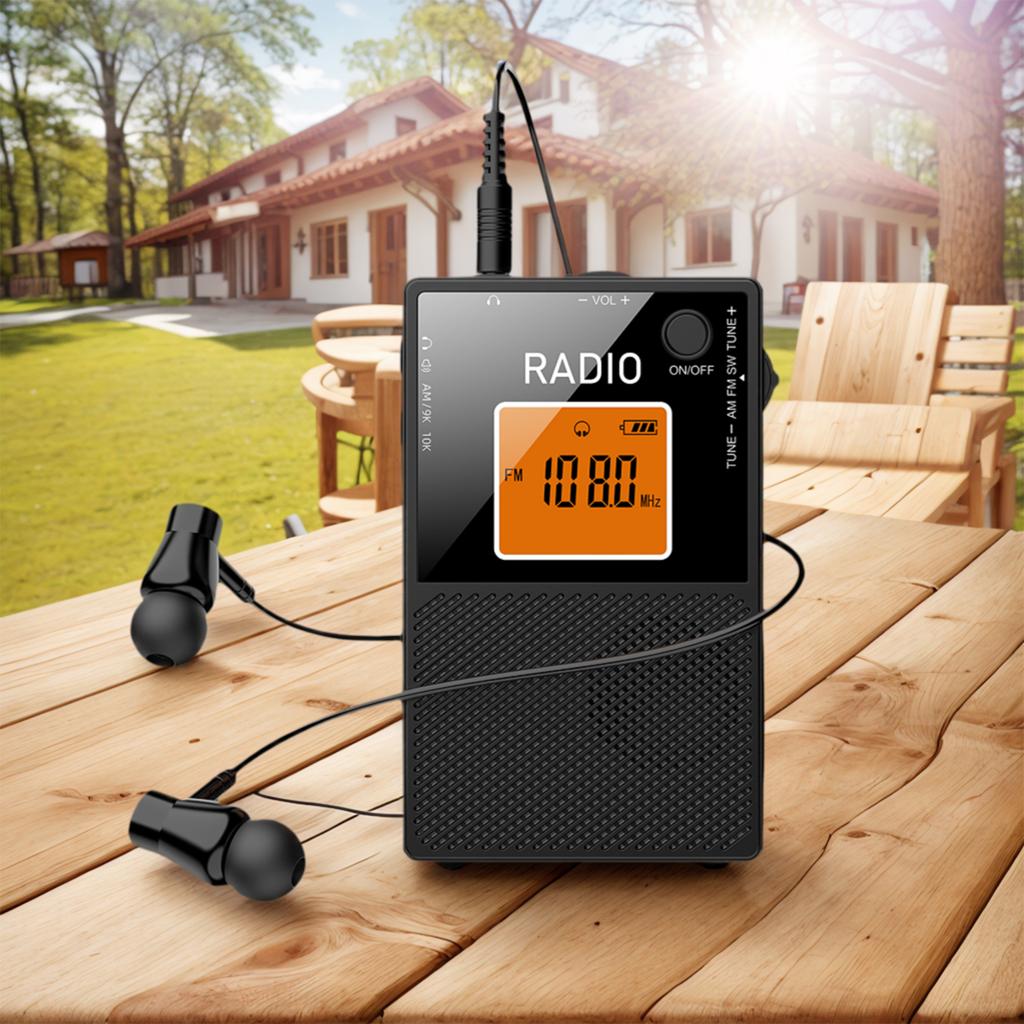 Mini Portable Radio AM FM SW Pocket Transistor Radio Stereo Sound Speaker with LCD Backlight Screen Rechargable Digital Radio