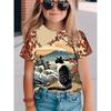 Summer Round Neck 3D Printed Top Fashionable Casual Short Sleeved Children's Girl T-shirts