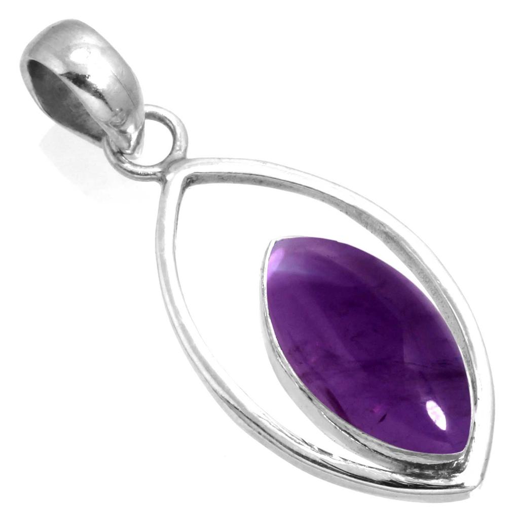 925 Sterling Silver Pendant Women Gemstone Handmade Jewelry Birthday Gift Amber Amethyst Black Onyx Carnelian Garnet Quartz Green Onyx Gold Stone