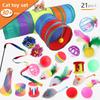 Pet Cat Toy Interactive Combination Set Funny Cat Toy Cat Stick Sisal Mouse Bell Ball Tunnel Kitten Supplies Pet Passage Toy Set