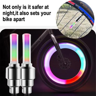 2 Piezas Tapones de Válvula para Neumáticos de Coche, Motocicleta, Bicicleta, Lámpara de Flash de Neón LED Luminosa, Impermeables, Luces Universales para Ruedas de Bicicleta, Accesorios para Moto