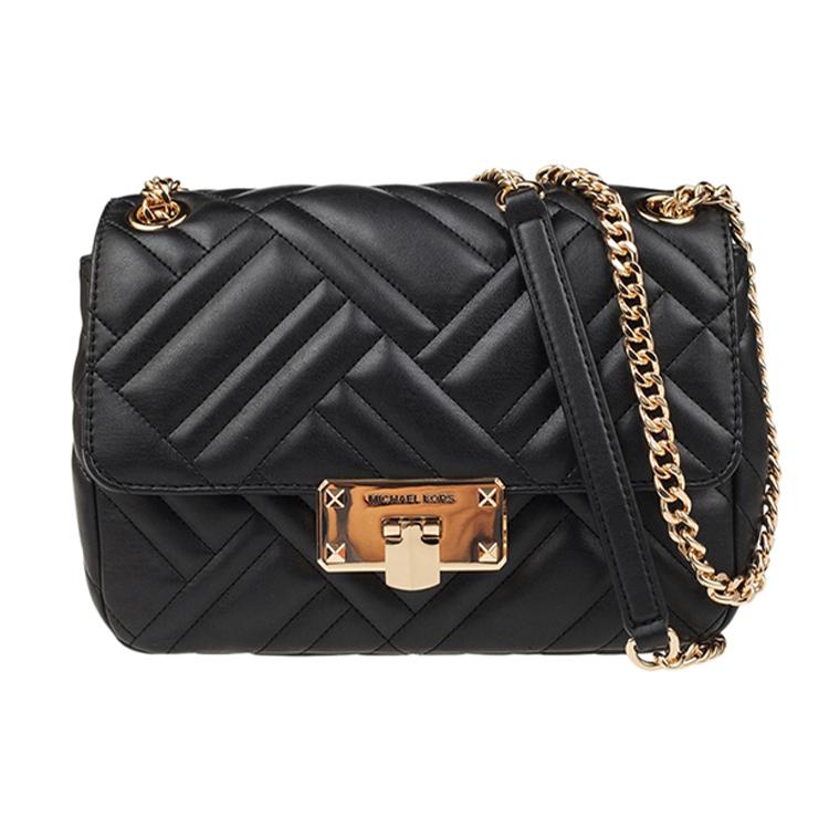 

New MICHAEL KORS Peyton Leather Chain Bag, Crossbody Bag, Shoulder Bag Women s Black 35SOGP6F2U-BLACK 24.1*8.1*17.0CM