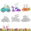 3pcs Easter Bunny Riding Gypsum Ornaments DIY Driving Bunny Aromatherapy Spring Silicone Mold Plaster Epoxy Wax Clay Craft