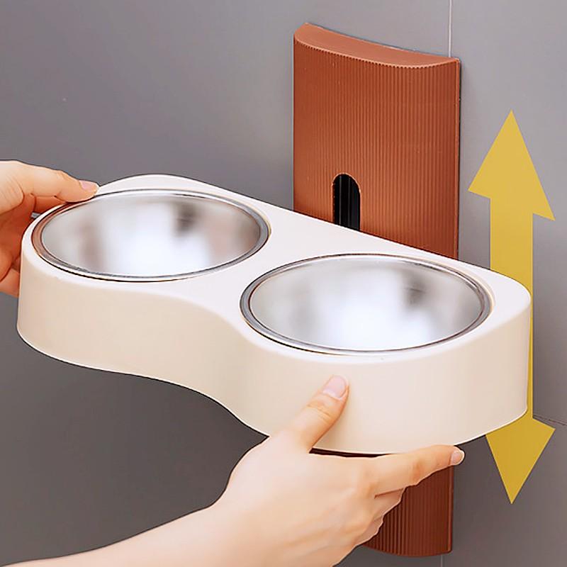 Dog Food Bowl Neck Protector Dog Bowls Adjustable Height Double Bowls for Dogs Feeding Detachable Cat Water Bowl Pet Feeder