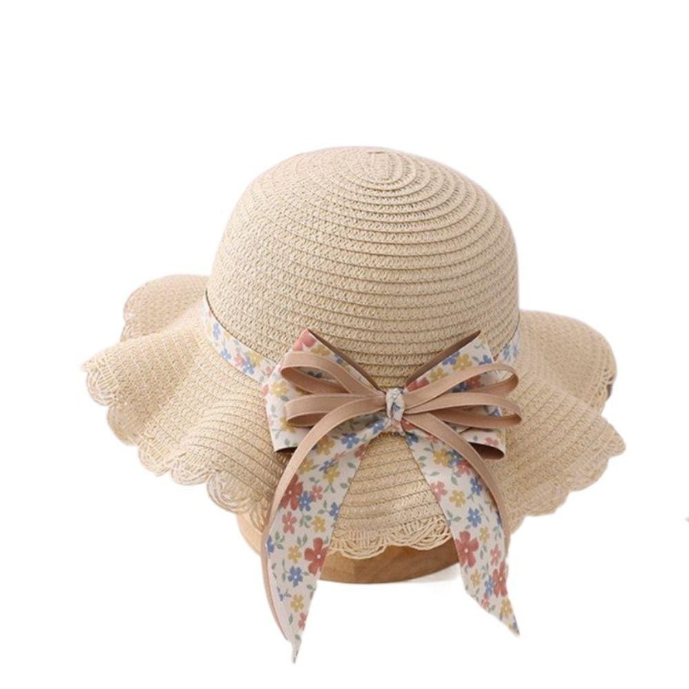 Pălărie de paie cu bor mare pentru copii, geantă respirabilă, geantă de mână, pălărie de soare în aer liber pentru copii și fete