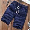 Summer Shorts Men Fitness Sport Elastic Waist Drawstring Shorts Men's Beach Pants Calf-length Design Fish Bone Printing Male