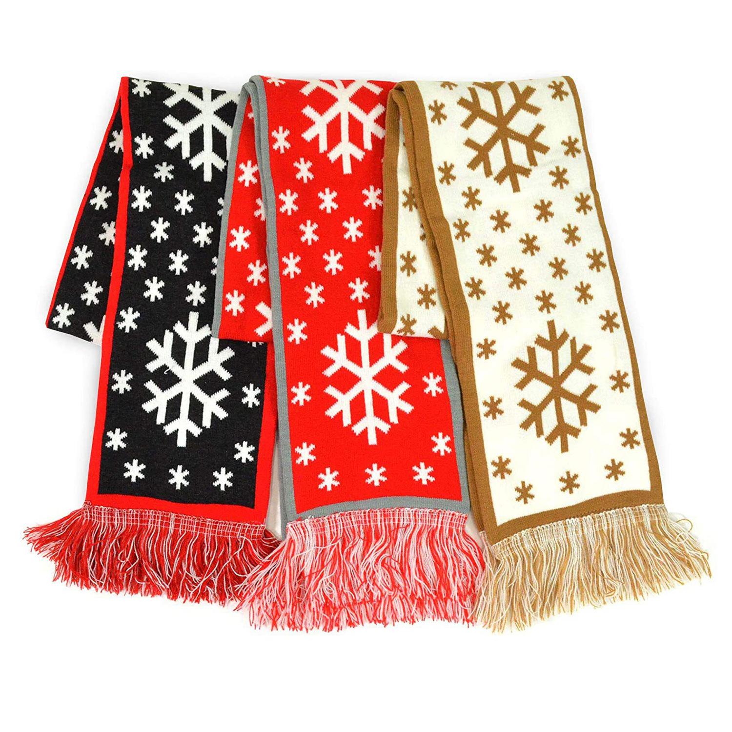 

Christmas scarf, new 2025 style double-layer thermal scarf, jacquard knitted scarf 135-175CM