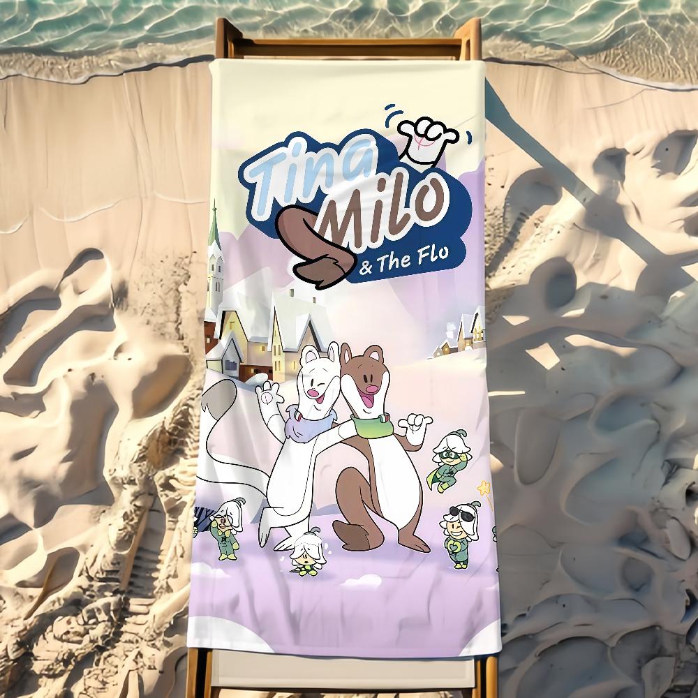 Cute T-Tina and M-Milo Towel Beach Towel Travel Lightweight Skin Friendly for Pool Beach Camping Cruise Summer
