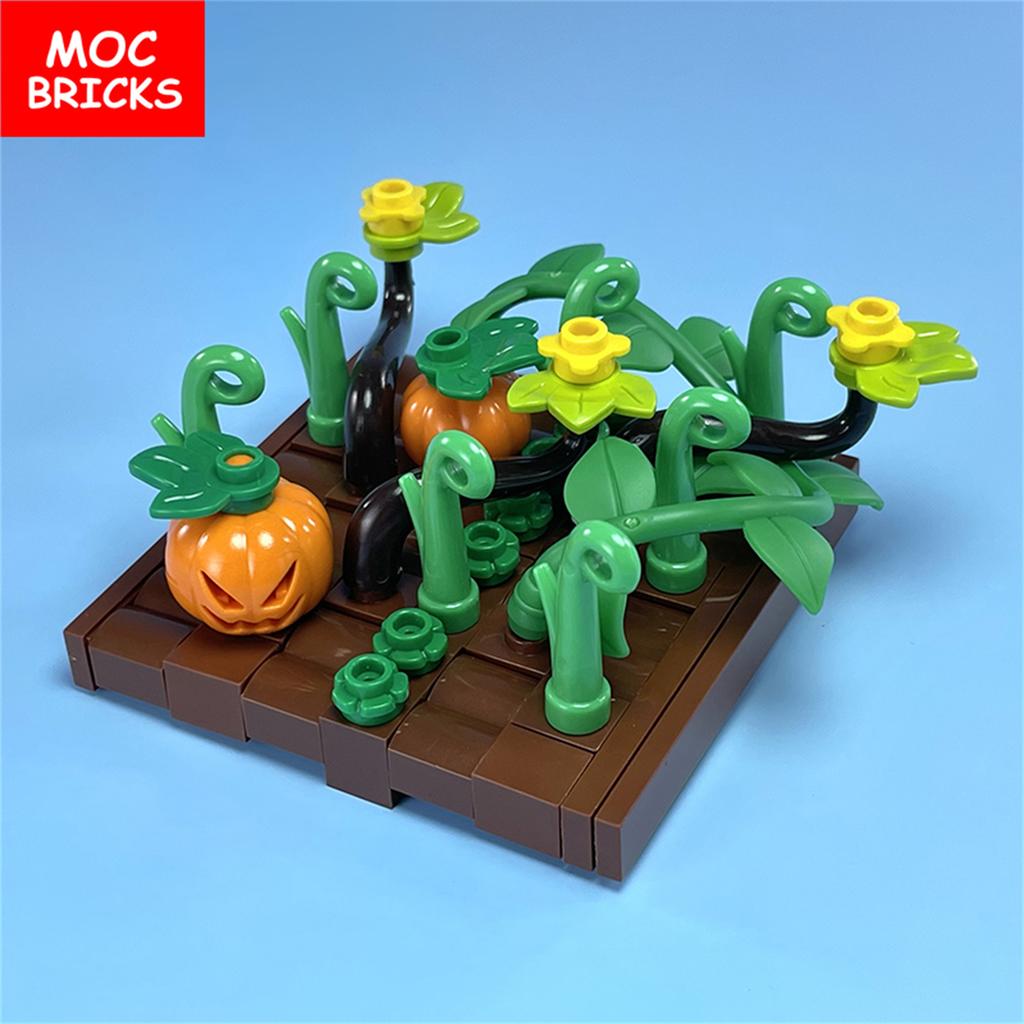 MOC Bausteine Halloween Kürbis Skorpion Zombie Gesicht Kopfbedeckung Skelett Geist Blut Grab DIY Bausteine Jungen Spielzeug