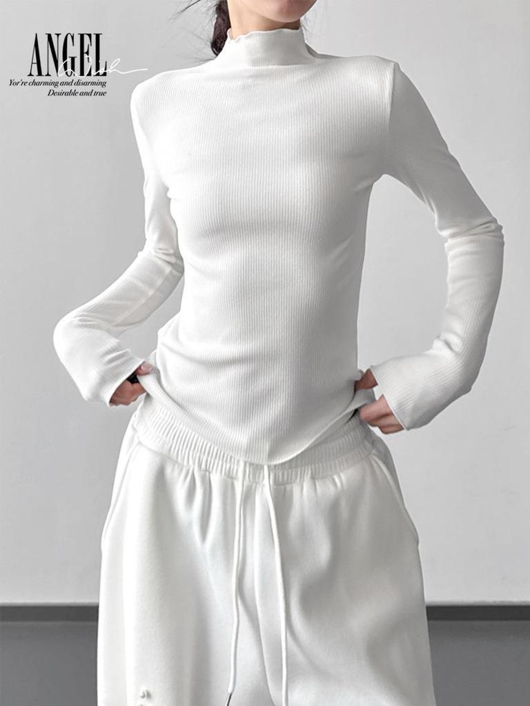 French Style Women's Luxury Knit Base Layer: 2025 Slim-Fit Long-Sleeve Top for Winter