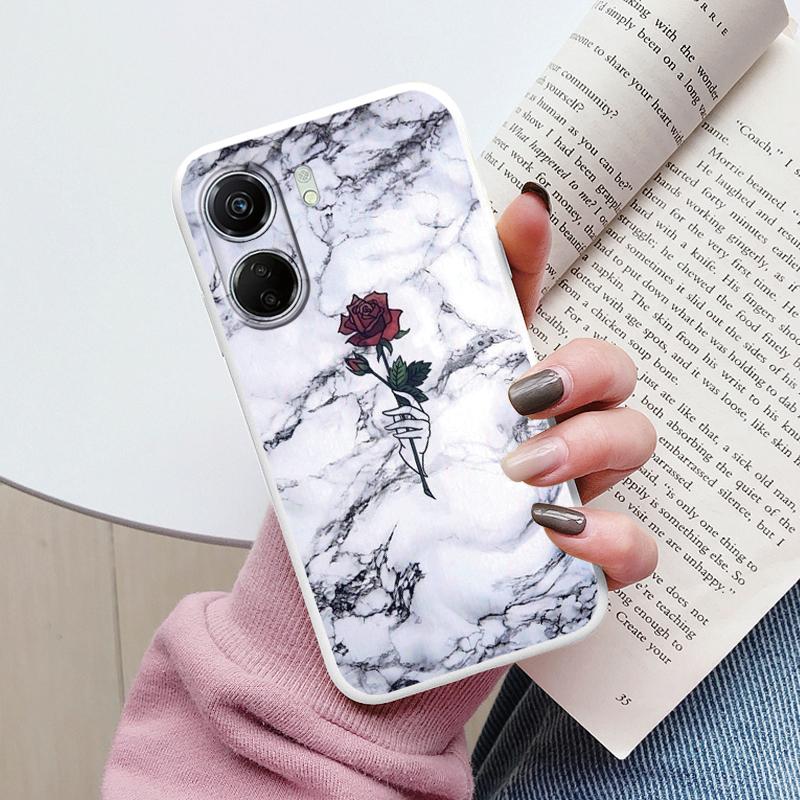 For Redmi 13C Pink Gold Marble Art Fashion Phone Case Soft Silicone Fundas Cover For Redmi13C 13 C Coque Matte Shockproof Bumper