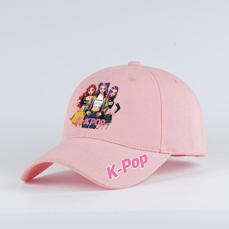 

K-Pop Anime Girl Print Black Baseball Cap Adjustable Unisex Korean Music Fan Casual Hat розовый