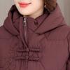 Middle Age Women's Winter Jackets Hooded Embroidery Casual Thick Parka Female Warm Coat