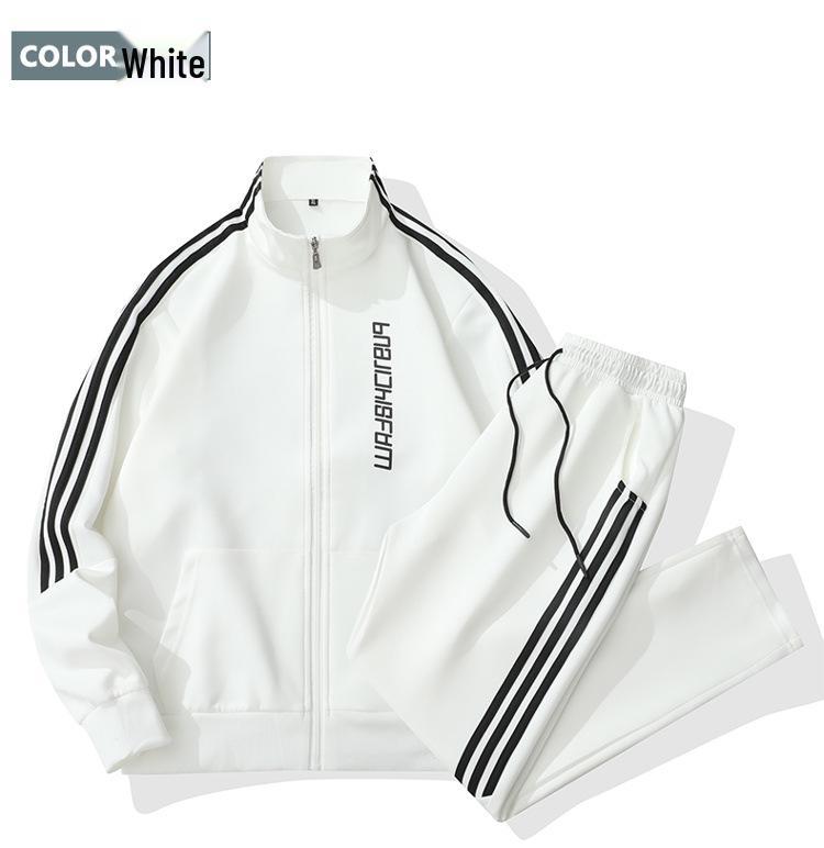Men's Three-Stripe Hoodie & Jacket Sportswear Set for Spring/Autumn - Casual Running Outfit