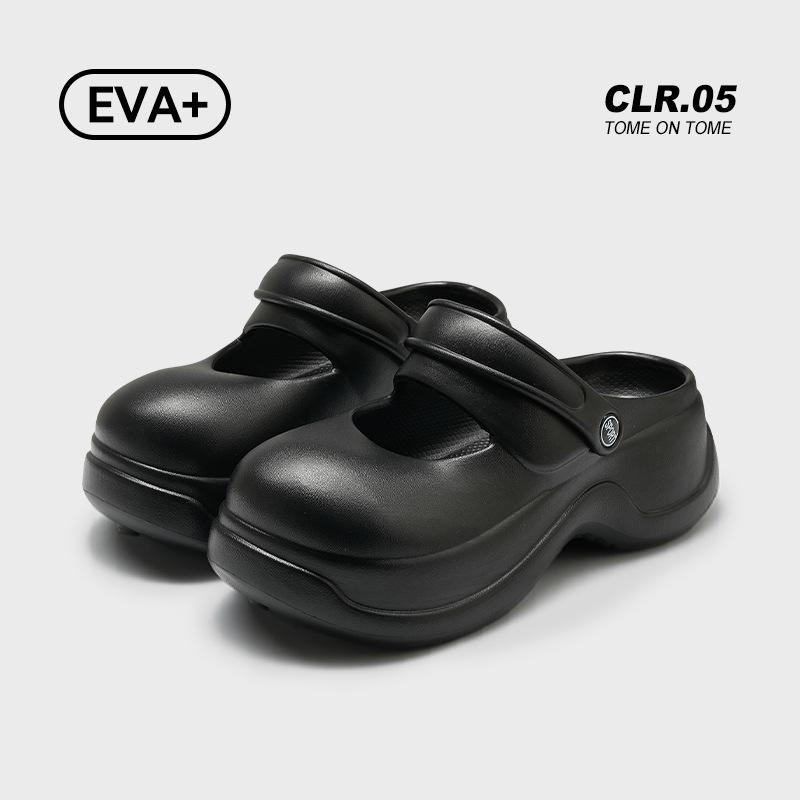 

Mary Jane slippers women wear heightened platform fashionable versatile beach cool slippers breathable non-slip hole shoes 40-41 (suitable for sizes 39-40) чорний