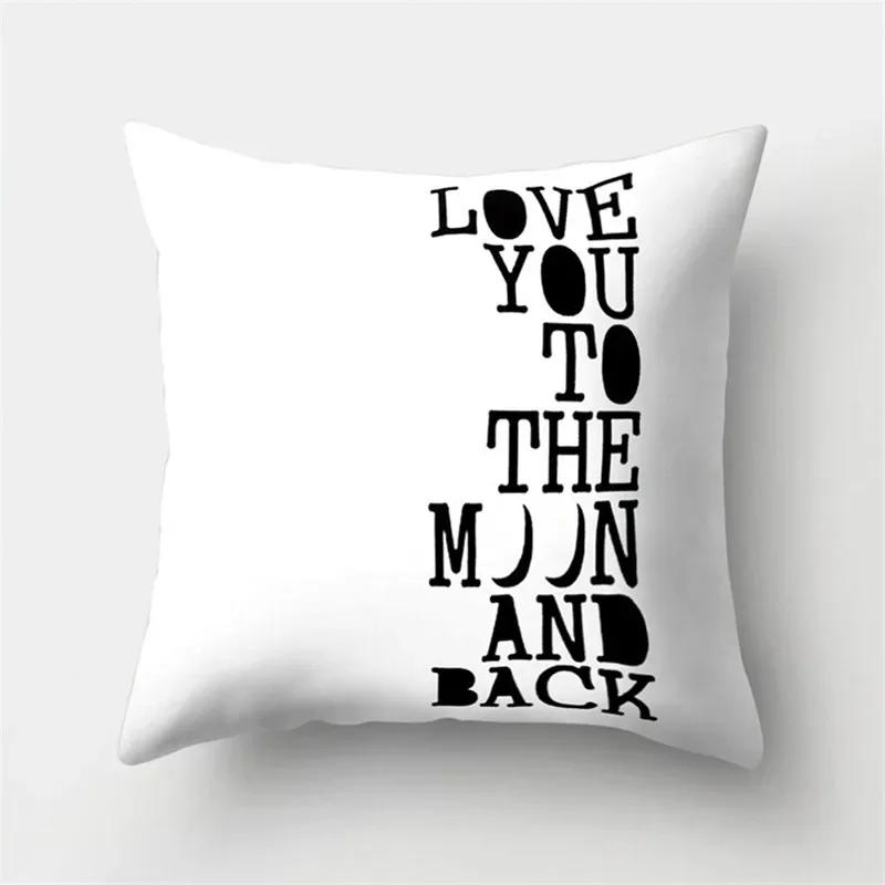 White Black Geometric Cushion Cover x Pillowcase Sofa Decor Polyester Home