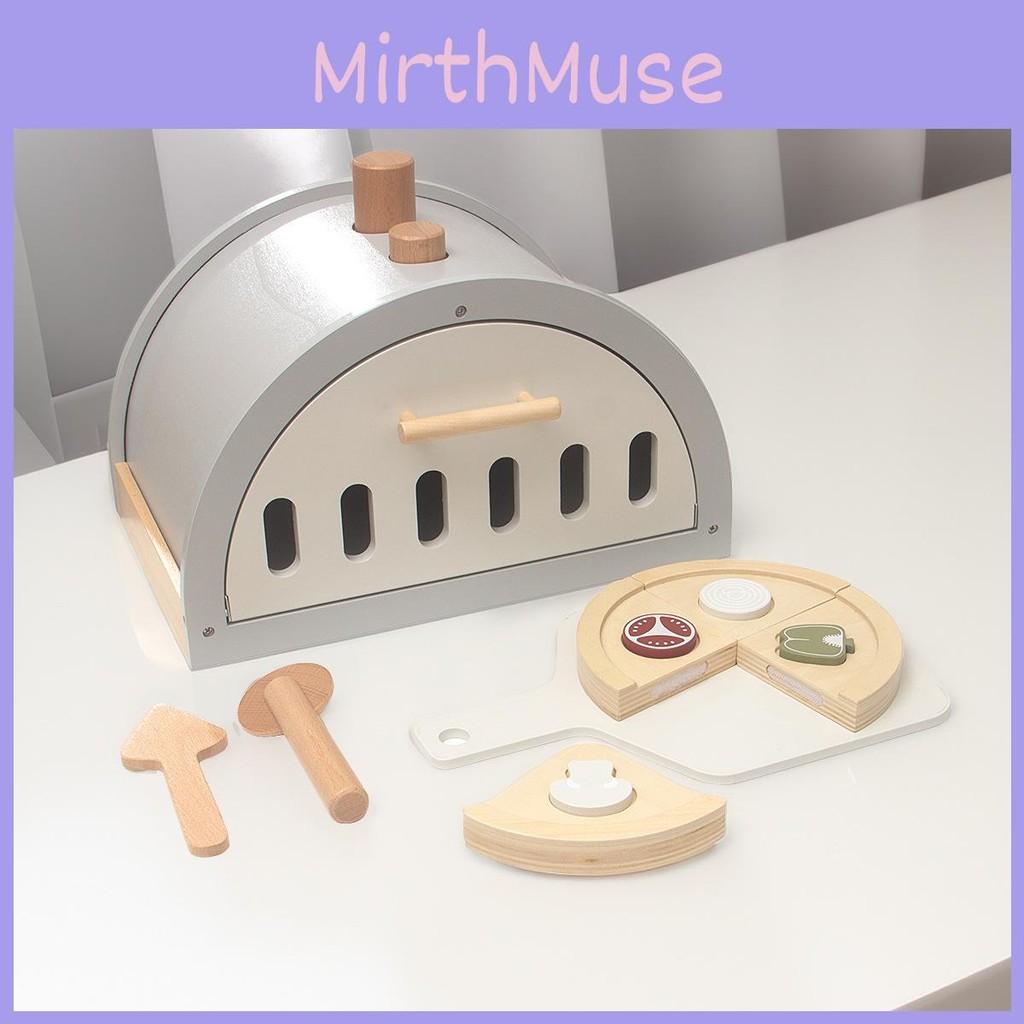 Wooden Fun Simulation Pizza Oven Model Children Toy Set For Role Playing