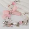Faux Pearls Beaded Bracelet with Bowknot Pendant Butterfly Knot Charm Wristchain Adjustable Length Handchain Ornament
