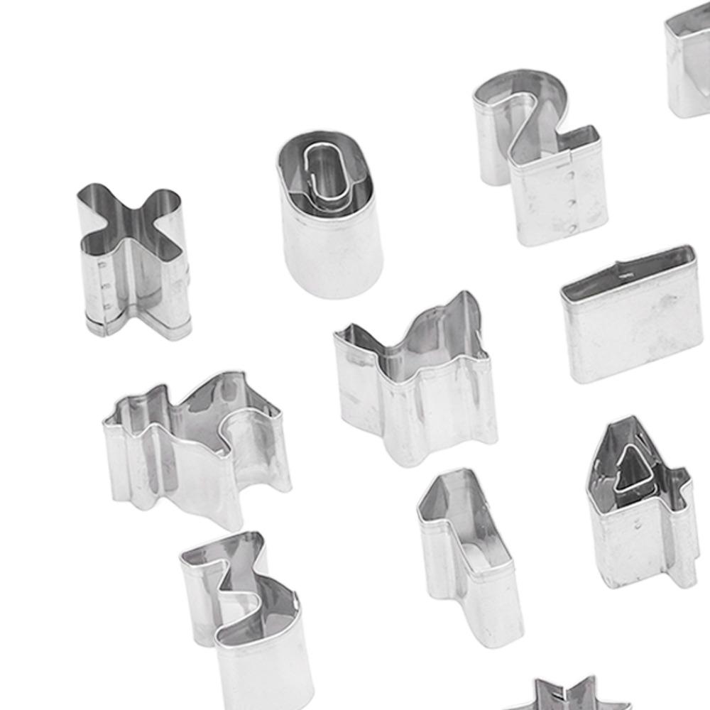 26pcs Durable Metal Baking Mold Digital Geometry Number Pattern Mould  Cake Decorating