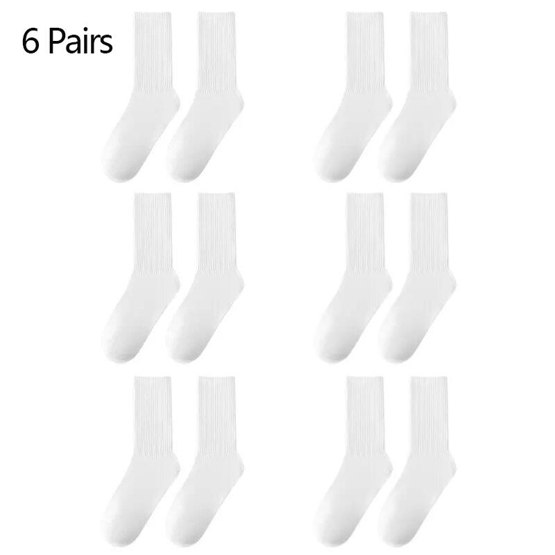 6/12 Paar Mittelhohe Socken für Herren Einfarbig in Weiß und Schwarz Streetwear Harajuku Mode Atmungsaktive und Lässige Socken