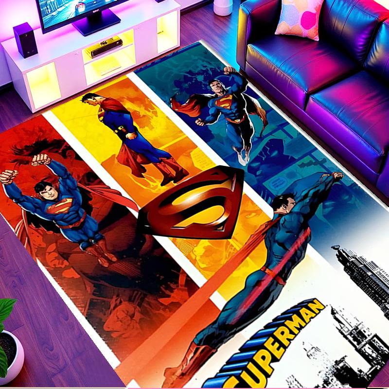 Superman Print Rug, Washable Floor Carpet, For Entryway Dorm Laundry Room Office Study, Home Decor Birthday Christmas Gift