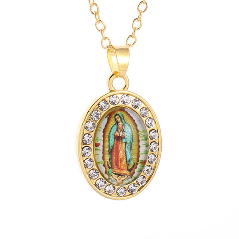 Klassischer katholischer Silberfarbener Anhänger aus Metall mit Jungfrau Maria-Medaille, religiöser Stil, Gebetsamulett-Schmuck