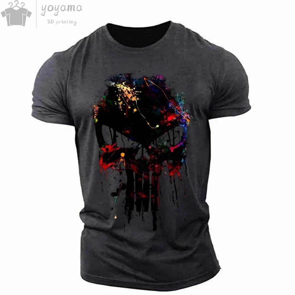The Punisher T-Shirt Mens 3D Print Tee Military Patriotic Skull Streetwear Shirt