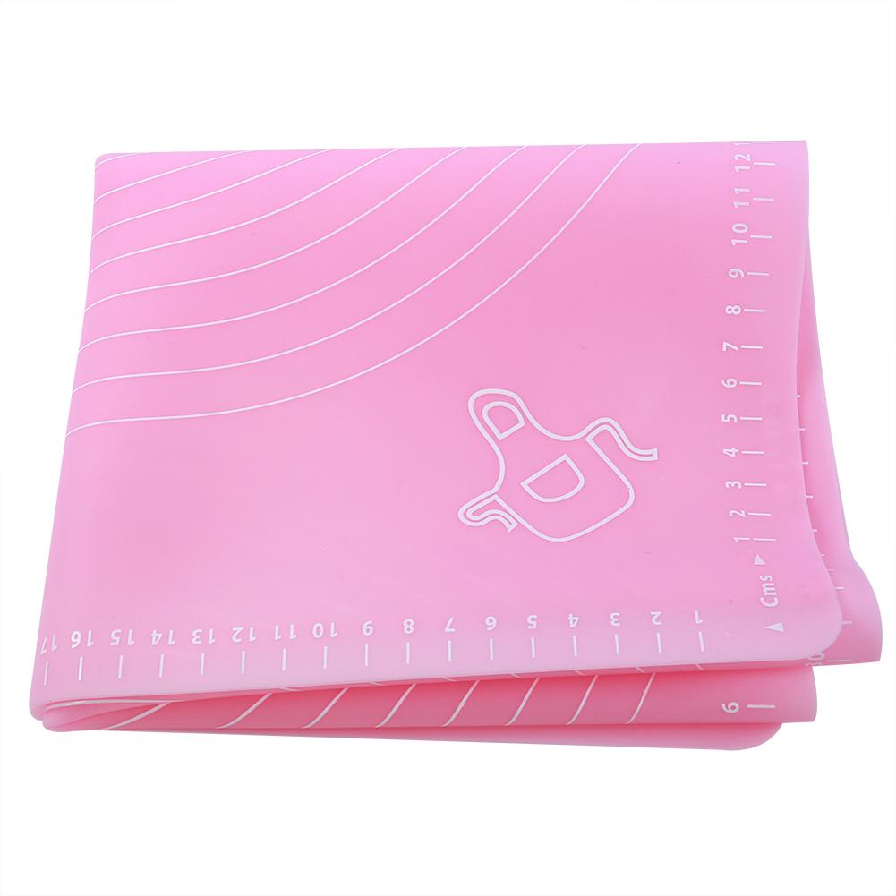 Kitchen Thicken Silicone Rolling Dough Pad Baking Mat with Scales DIY Baking ToolsPink 40x50cm