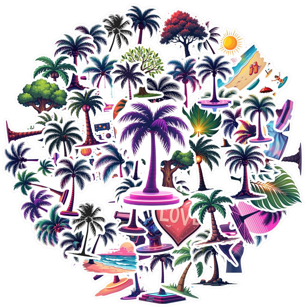 35pcs-100pcs Decals  Waterproof Decorative Stickers Tropical Stickers Palm Tree Stickers for Suitcases Computers Phones
