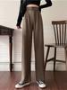 Korean Style Black Drapey High-Waisted Wide-Leg Suit Pants - 2024 Spring/Autumn
