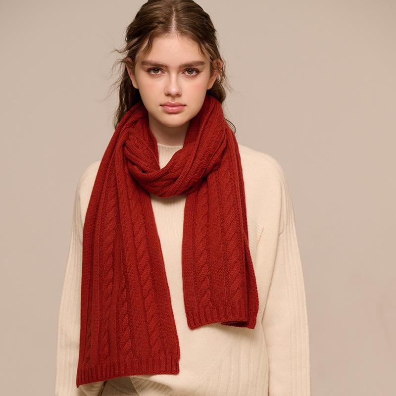 

Shop autumn and winter new cashmere knitted twisted scarf warm fashionable elegant style scarf бежевий
