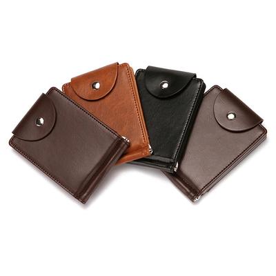 PU Leather Slim Wallets Vintage Men Wallet Business Short Leather Purses Bifold Money Clip Simple ID Card Holder