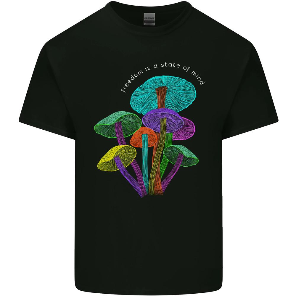 Freedom Is a State of Mind Magic Mushrooms Mens Cotton T-Shirt Unisex T-Shirt XXL