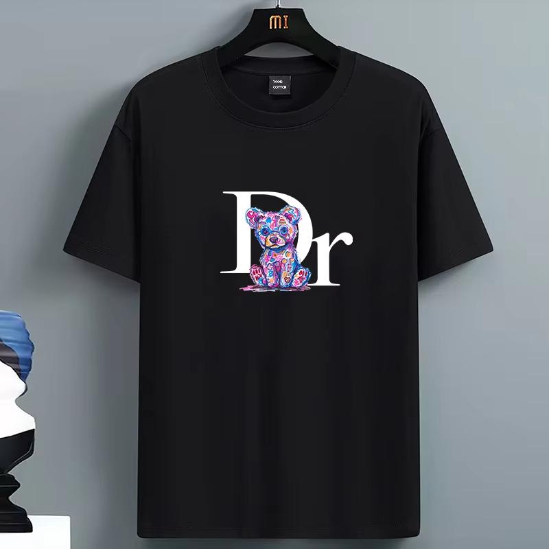 2026 Spring Summer Casual pure Cotton Fashion Dr Bear Print Round Neck Short Sleeve Streetwear reathable and comfortable